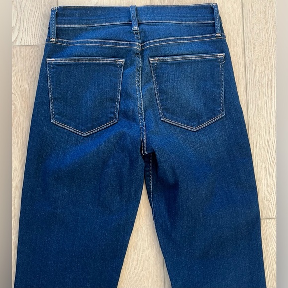 FRAME Le High Straight Raw Edge Hem Dark Wash Stretch Women’s Size 25 - Picture 5 of 10